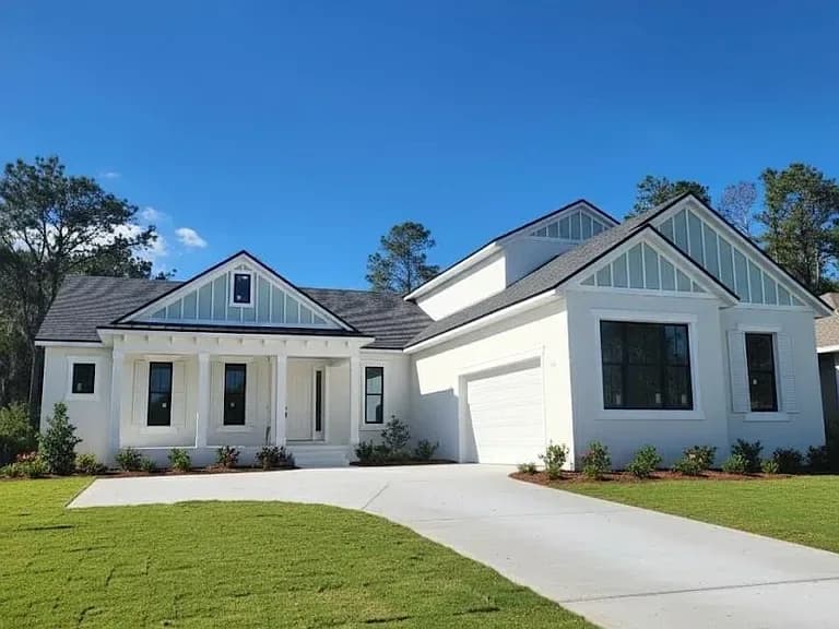 4112 Southern Valley Loop, Brooksville — Master bedroom with bed and coastal design